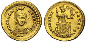 Arcadio (383-408), Solido, Costantinopoli, ... 