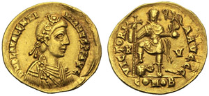 Valentiniano III (425-455), Solido, Ravenna, ... 