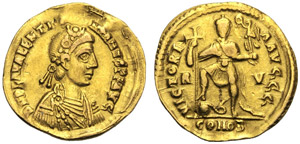 Valentiniano III (425-455), Solido, Ravenna, ... 
