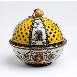 Ancient painted incense container with lid ... 