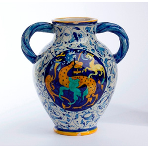 Tuscan bianzata ceramic vase depicting ... 