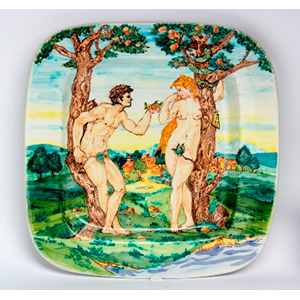 Ceramic plate of Sergio Trama 1997 depicting ... 