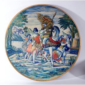 Painted ceramic plate depicting “ Soldiers ... 