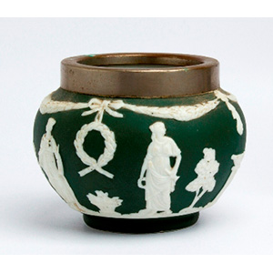 Small ceramic green vase with relief ... 