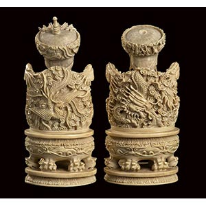 A PAIR OF IVORY CARVINGS OF THE ... 