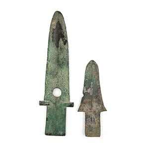 TWO BRONZE BLADES, GE China, late Shang – ... 