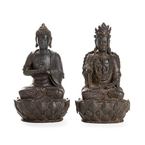 TWO BRONZE FIGURES OF THE BUDDHA AND THE ... 