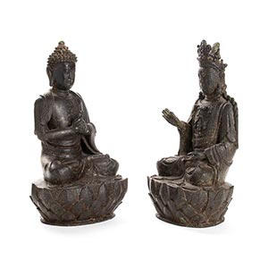 TWO BRONZE FIGURES OF THE BUDDHA ... 