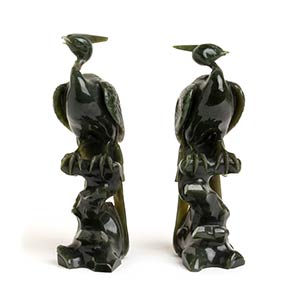 A PAIR OF SPINACH GREEN JADE ... 