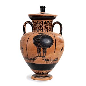 Attic black figure amphora with lid, ca. 510 ... 