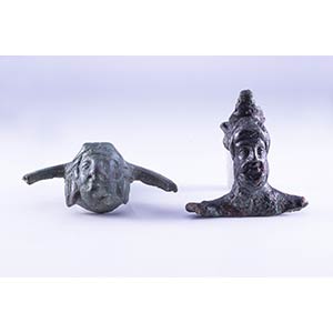 Couple of Roman bronze handle attachments, ... 