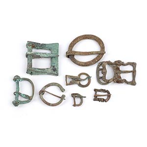 Collection of eight Roman bronze buckles, ... 