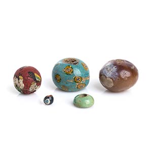 Group of five Egyptian Beads, 1st century BC ... 