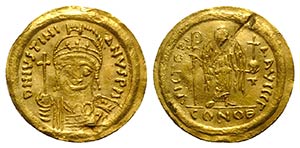 Justinian I (527-565). AV Solidus (21mm, ... 