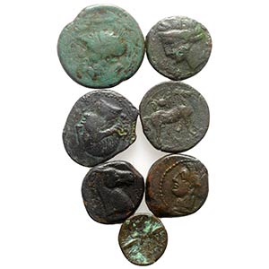 Lot of 7 Greek Æ coins, including Magna ... 