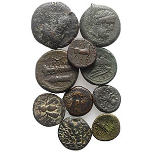 Lot of 10 Greek Æ coins, including Magna ... 