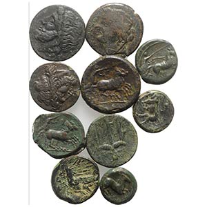 Sicily, lot of 10 Greek Æ coins, to be ... 