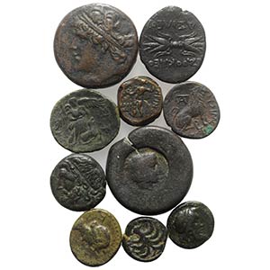 Lot of 10 Greek Æ coins, including Sicily ... 