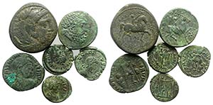 Lot of 6 Greek and Late Roman Æ coins, to ... 