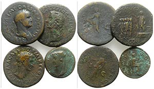 Lot of 4 Roman Æ coins, including Tiberius ... 