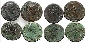 Lot of 4 Roman Imperial Æ Asses and ... 
