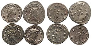Gallienus (253-268). Lot of 4 Antoninianii ... 