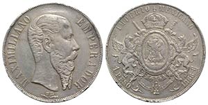 Mexico, Maximilian I (1864-1867). AR 1 Peso ... 
