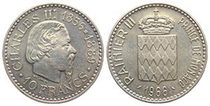 Monaco. Rainier III. AR 10 Francs 1966 ... 