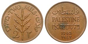 Palestine. AR 2 Mils 1942 (28mm, 7.97g, ... 