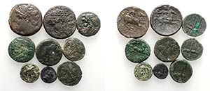 Sicily, lot of 9 Greek Ӕ coins, to be ... 