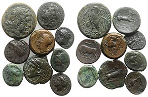 Lot of 9 Greek Æ coins, to be catalog. Lot ... 