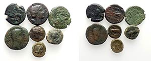 Mixed lot of 7 Greek and Roman Æ coins, to ... 