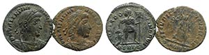 Valentinian II (375-392). Lot of 2 Æ coins, ... 