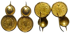 Pair of Gold Earrings with Byzantine Solidii ... 