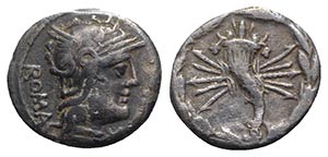 Q. Fabius Maximus, Rome, 127 BC. AR Denarius ... 