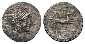 L. Pomponius Cn.f., Rome, 118 BC. AR Serrate ... 
