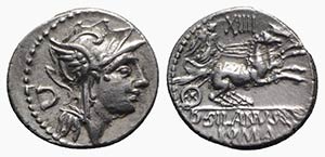 D. Silanus L.f., Rome, 91 BC. AR Denarius ... 