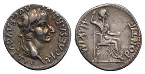 Tiberius (14-37). AR Denarius (18mm, 3.76g, ... 
