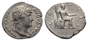 Hadrian (117-138). AR Denarius (19mm, 3.23g, ... 