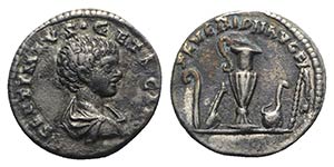 Geta (Caesar, 198-209). AR Denarius (17mm, ... 