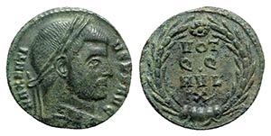 Maxentius (307-312). Æ Quarter Follis ... 