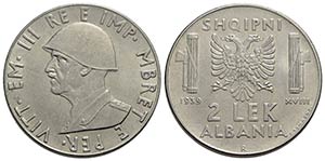 Albania - 2 Lek - 1939 XVIII - AC Pag. 993; ... 