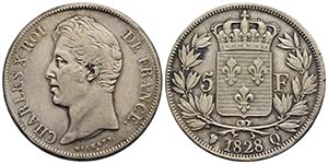 FRANCIA - Carlo X (1824-1830) - 5 Franchi - ... 