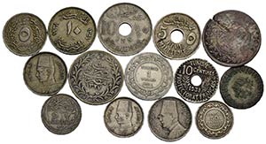 Estere - TUNISIA - Lotto di 14 monete tutte ... 