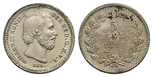 OLANDA - Guglielmo III (1849-1890) - 5 ... 