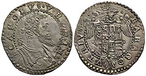 NAPOLI - Carlo V (1516-1556) - Mezzo ducato ... 