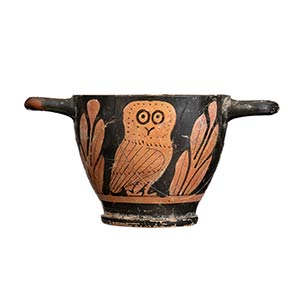 Apulian Red-Figure Owl Skyphos, 4th century ... 