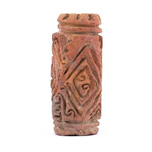 Terracotta cylindrical pintadera, Colombia ... 