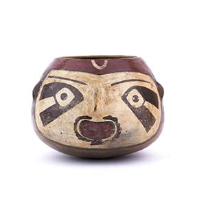 Polychrome trophy-head bowl, Peru, ... 