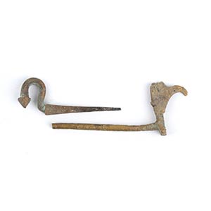 Two Roman Bronze Naval Nails, one in shape ... 